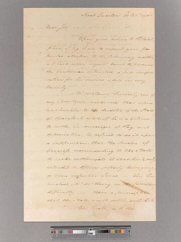Letter from George Washington, headquarters Verplanck's Point, to Benjamin Lincoln