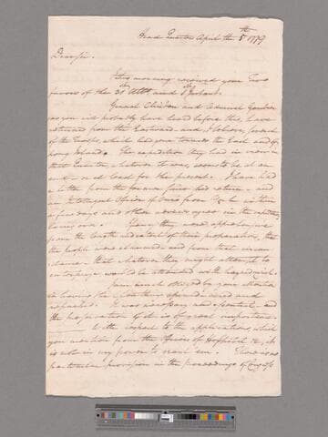 Letter from George Washington, headquarters Middlebrook, to Major General Alexander McDougall