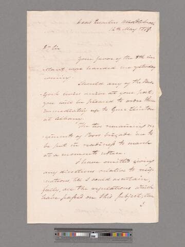 Letter from George Washington, headquarters Middlebrook, to Major General Alexander McDougall