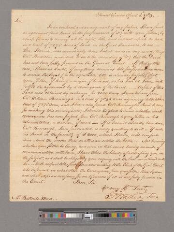 Letter from George Washington, Mount Vernon, to Battaile Muse