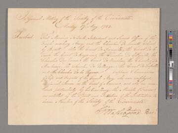 Resolution by Society of Cincinnati, Philadelphia