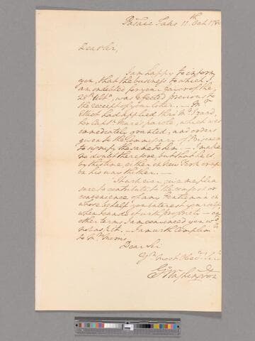 Letter from George Washington, Passaic Falls, to Robert Morris