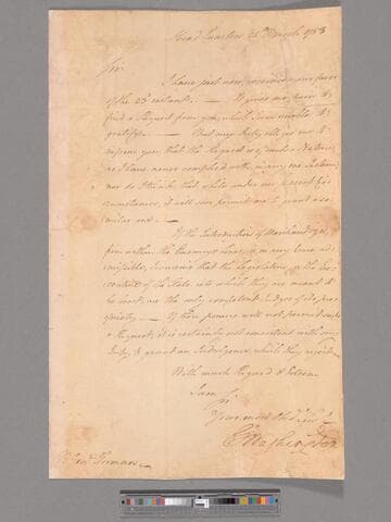 Letter from George Washington, headquarters Newburgh, to David Forman