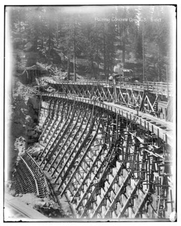 Big Creek Huntington Lake Dams - Pouring concrete for Dam #3. Job H