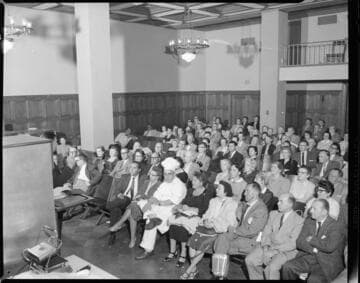 Electric cooking demonstration in large auditorium