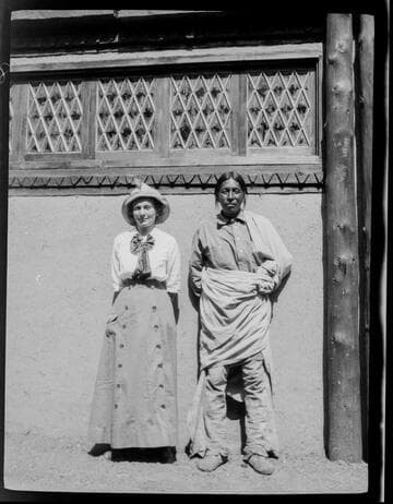 John Mirabal ("Gold Tooth") and Grace Nicholson, Taos