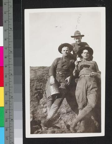 Three soldiers, relaxed