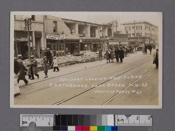 East 3rd Street looking west to Pine, earthquake, Long Beach