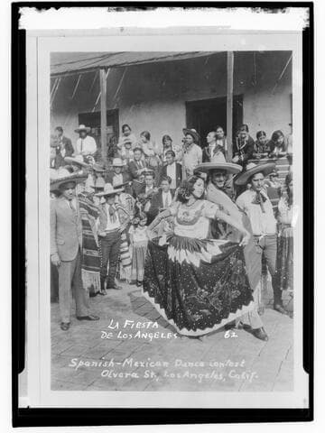 La Fiesta de Los Angeles, Spanish-Mexican dance contest, Olvera St., Los Angeles, Calif