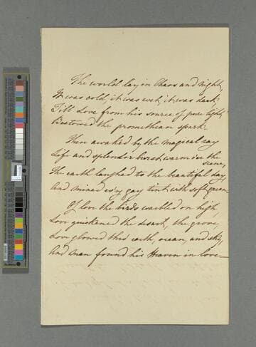 Opie, Amelia (Alderson). "The world lay in Chaos and night…"
