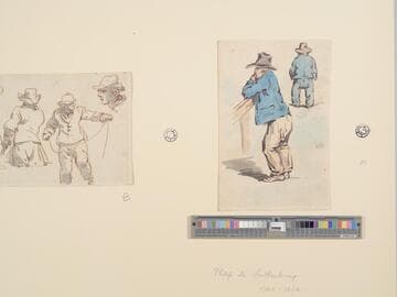 Two Laborers, One Leaning on a Fence