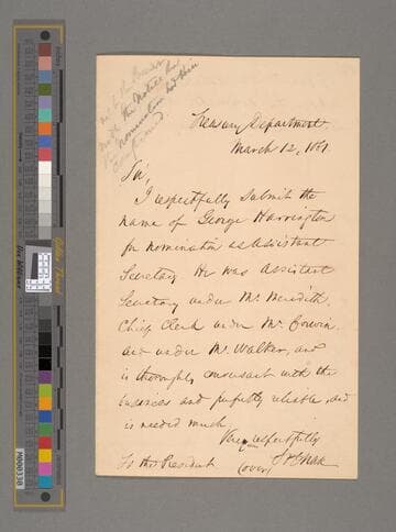 Salmon P. Chase, Washington, D.C., letter to Abraham Lincoln