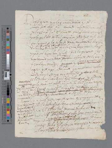 Pedro de la Gasca, Bishop, draft document to Juan de Pinedo