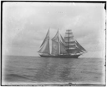 Bark-rigged ship