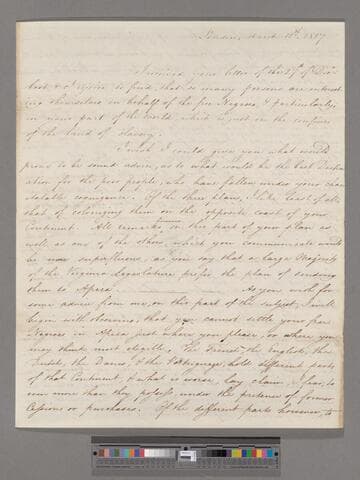 Clarkson, Thomas. Re. "location for settling free negroes."