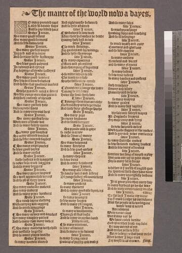 The maner of the world now a dayes