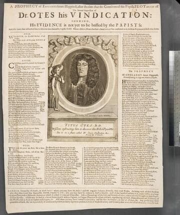 Dr. Otes his vindication.; A prophecy of England's future happiness, after the time that the contrivers of this Popish Plot are cut off. The second impression of Dr. Otes his vindication: shewing, his evidence is not yet to be baffled by the papists  and, the power that instructed him to discover this damnable, Popish Plot. Where observe, none that had a hand in it, or but consented to it, without repentance, shall ever thrive