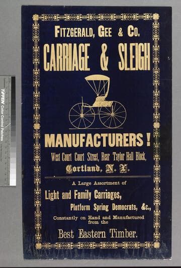 Fitzgerald, Gee & Co. carriage & sleigh manufacturers! West Court Street, rear Taylor Hall block, Cortland, N.Y