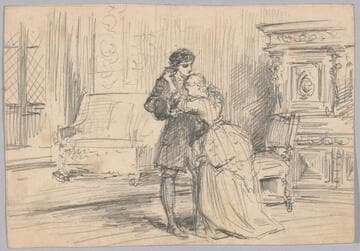 Couple Standing, Man Comforting Woman