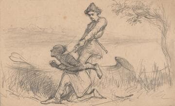 Voyageur Struggling with an American Indian