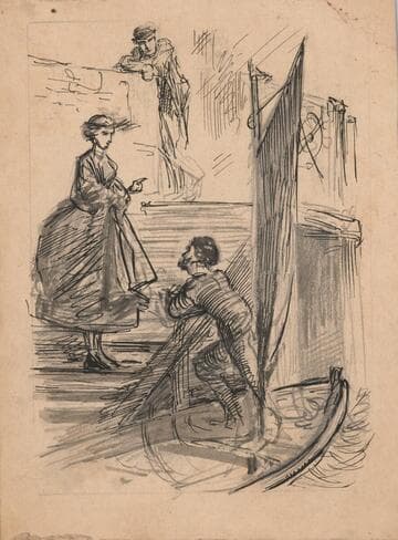 Woman Talking to a Boatman
