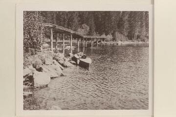 The kayak "Rob Roy" below the outlet of Grand Lake at the start of the cruise down the upper Colorado by Harold H. Leich