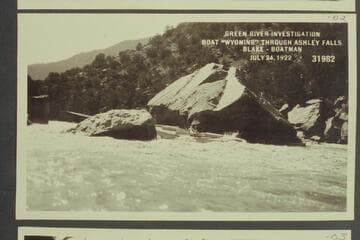 Green River Investigation:  Boat "Wyoming" Through Ashley Falls.  Blake--Boatman