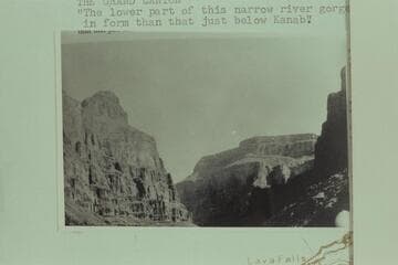Upriver from the talus above Prospect Creek at the head of Vulcan Rapid or Lava Falls