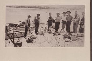 Nevills party at Lees Ferry.  Reed; Gibson; Jotter; Nevills; Bell; Kerley; MacFarlane; Clover