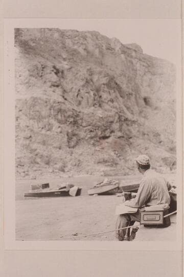Frank Poettgen at camp at Mile 12.  Frank made the run to Bright Angel Creek in 1951, June