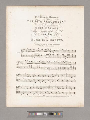 Mexican Dance "La Jota Aragonesa" : as danced at the Howard Athenaeum by Miss Oceana / arranged for the piano forte by Horatio D. Hewitt