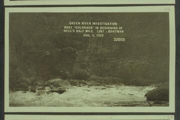 Green River Investigation:  Boat "Colorado" in Beginning of Hell's Half Mile.  Lint--Boatman