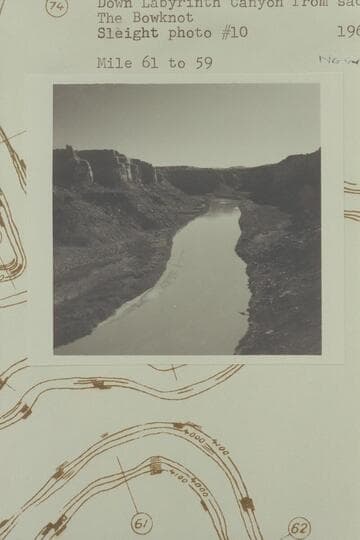 Down Labyrinth Canyon from saddle of The Bowknot.  Mile 61 to 59