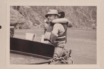 Jim Algar in camera boat.  Bright Angel Creek