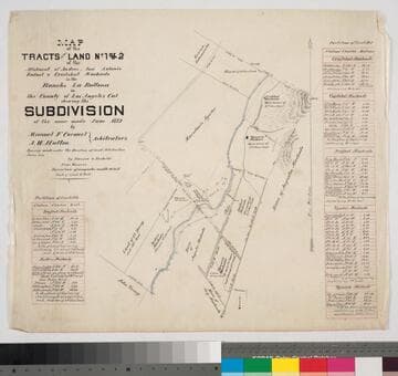 Map of the Tracts of the Land No. 1 & 2 of the allotment of Andrés, José Antonio, Rafael & Cristobal Machado in the Rancho La Ballona in the County of Los Angeles Cal