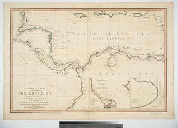 Spherical Chart of the Sea of The Antilles, and of the Coast of Terra Firma, from the Island of Trinidad to the Gulf of Honduras
