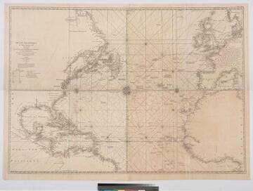 Océan Atlantique et Mers Adjacentes en quatre feulles Contenant Les Côtes de l'Europe, de l'Afrique et de l'Amérique