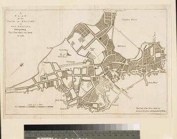 Plan of the Town of Boston, in New England, Distinguishing That Part which was burnt in 1760