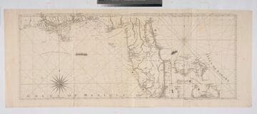 Carte de la Floride Occidentale et Louisiane - La Peninsule at Golfe de la Floride ou Canal de Bahama avec les Isles de Bahama [two maps in one]