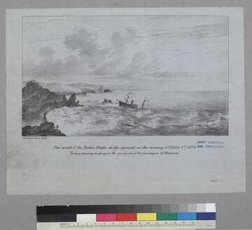 The Wreck of the Yankee Blade, as she apeared [sic] on the evening of October 1st 1854
