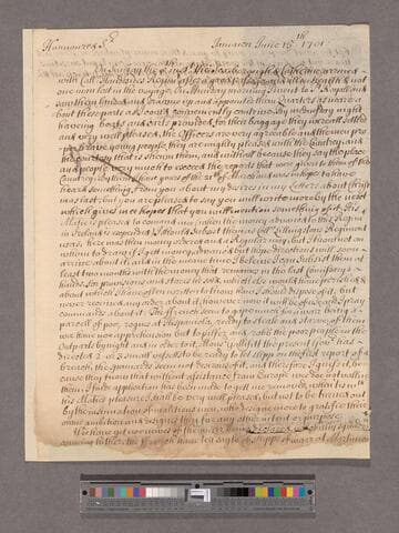 Beeston, Sir William. Letter to William Blathwayt