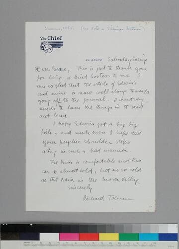 Richard Tolman, physicist at Caltech, writes to GBH