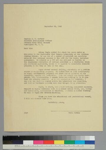 EPH writes to Captain C. E. Cortner