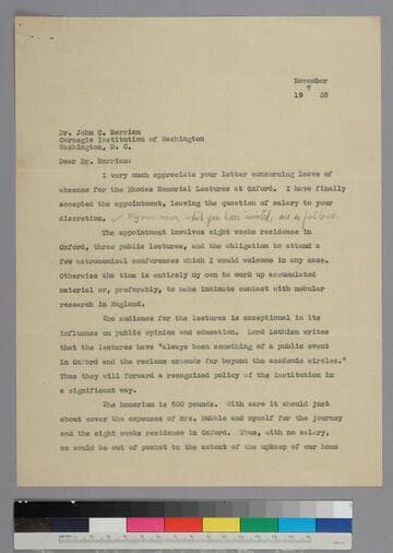 EPH writes to John Merriam