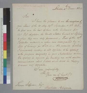 Samuel Williams, London, letter to Thomas Jefferson, Monticello