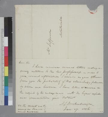 Arthur S. Brockenbrough letter to Thomas Jefferson, Monticello