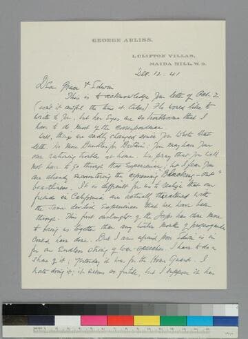 Actor George Arliss writes to GBH and EPH