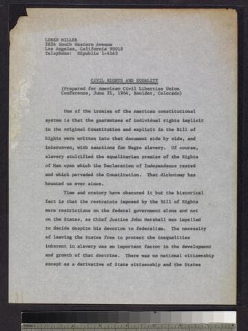 Speech: "Civil Rights and Equality"