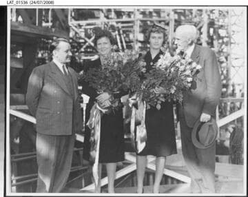 The Chandlers at a ship christening