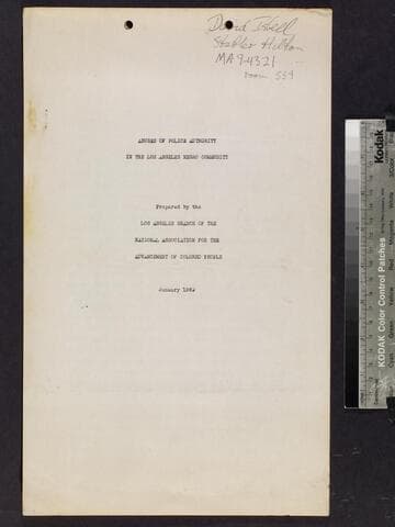 Abuses of Police Authority in the Los Angeles Negro Community